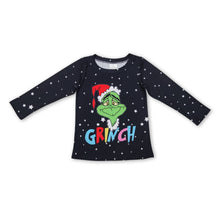 Load image into Gallery viewer, Black long sleeves green face kids girls Christmas shirt