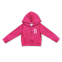 Load image into Gallery viewer, Hot pink B hooded party girls jacket