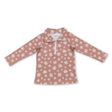 Load image into Gallery viewer, Brown floral long sleeves kids girls pullover