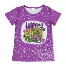 Load image into Gallery viewer, Purple Happy mardi gras short sleeves girls shirt
