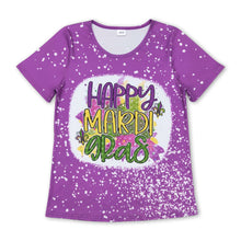 Load image into Gallery viewer, Short sleeves purple happy mardi gras adult women shirt