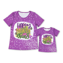 Load image into Gallery viewer, Short sleeves purple happy mardi gras adult women shirt