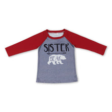 Load image into Gallery viewer, Long sleeves sister bear shirt baby girls raglan
