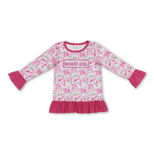Load image into Gallery viewer, Pink floral Mama's girl ruffle baby kids shirt