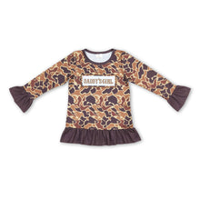 Load image into Gallery viewer, Brown camo Daddy's girl ruffle baby kids shirt