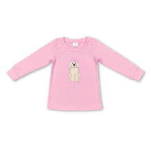 Load image into Gallery viewer, Pink dog bow long sleeves kids girls shirt