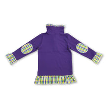Load image into Gallery viewer, Plaid ruffle dog girls mardi gras zipper pullover