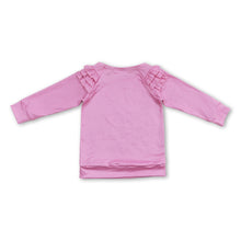 Load image into Gallery viewer, Pink ruffle heart love you girls valentines shirt