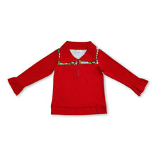 Load image into Gallery viewer, Stripe green face girls Christmas zipper pullover