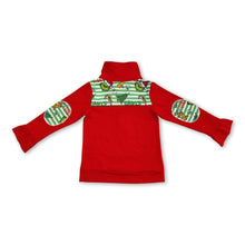 Load image into Gallery viewer, Stripe green face girls Christmas zipper pullover