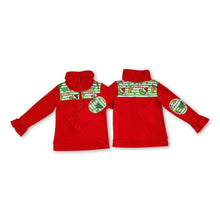 Load image into Gallery viewer, Stripe green face girls Christmas zipper pullover