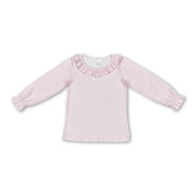 Load image into Gallery viewer, Long sleeves ruffle pink plaid baby girls shirt