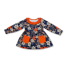 Load image into Gallery viewer, Long sleeves orange pockets floral baby girls tunic