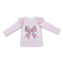 Load image into Gallery viewer, Pink long sleeves floral bow baby girls shirt
