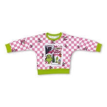 Load image into Gallery viewer, Pink plaid green face Christmas baby girls shirt