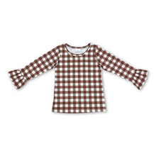 Load image into Gallery viewer, Plaid ruffle long sleeves kids girls shirt