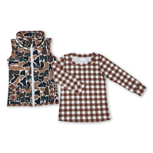 Load image into Gallery viewer, Plaid long sleeves top camo vest kids boys clothes