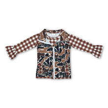 Load image into Gallery viewer, Sleeveless camo vest plaid shirt girls clothing set