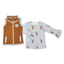 Load image into Gallery viewer, Sleeveless deer vest long sleeves shirt girls clothing set