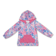 Load image into Gallery viewer, Hot pink pocket watercolor kids girls zip hoodie