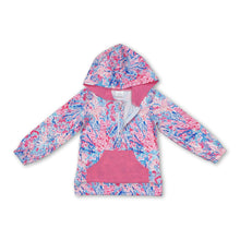 Load image into Gallery viewer, Hot pink pocket watercolor kids girls zip hoodie