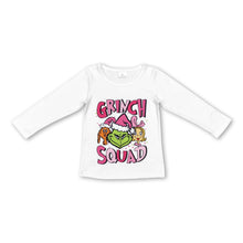 Load image into Gallery viewer, White long sleeves green face squad girls Christmas shirt
