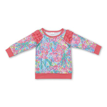 Load image into Gallery viewer, Pink ruffle long sleeves coral toddler girls shirt