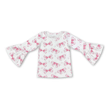 Load image into Gallery viewer, Long sleeves pink bow ruffle baby girls shirt