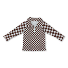 Load image into Gallery viewer, Long sleeves brown plaid baby kids zip pullover
