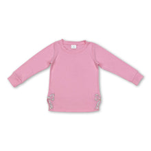 Load image into Gallery viewer, Pink cotton long sleeves floral bow embroidery girls clothes