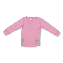 Load image into Gallery viewer, Pink cotton long sleeves floral bow embroidery girls clothes