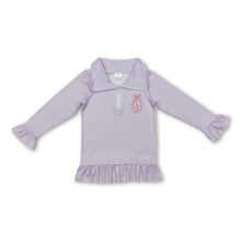 Load image into Gallery viewer, Purple stripe dance shoes ruffle baby girls zip pullover