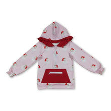 Load image into Gallery viewer, Pink long sleeves santa kids girls Christmas ruffle hoodie