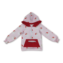 Load image into Gallery viewer, Pink long sleeves santa kids girls Christmas ruffle hoodie