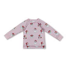 Load image into Gallery viewer, Pink long sleeves santa kids girls Christmas shirt