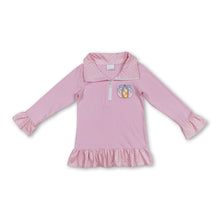 Load image into Gallery viewer, Pink polka dots pumpkin bow ruffle kids girls zip pullover
