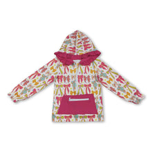 Load image into Gallery viewer, Long sleeves colorful bow hot pink pocket girls hoodie