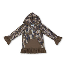 Load image into Gallery viewer, Ruffle pocket deer camo girls zipper pullover