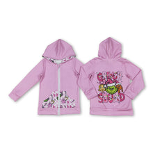 Load image into Gallery viewer, Pink green face pockets girls Christmas hooded jacket