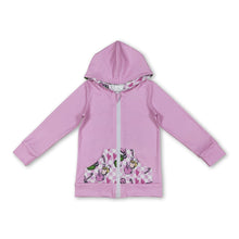Load image into Gallery viewer, Pink green face pockets girls Christmas hooded jacket