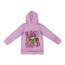 Load image into Gallery viewer, Pink green face pockets girls Christmas hooded jacket