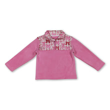 Load image into Gallery viewer, Pink bow long sleeves kids girls winter zipper pullover