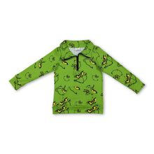 Load image into Gallery viewer, Long sleeves green face baby kids Christmas zipper pullover