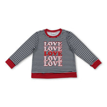 Load image into Gallery viewer, Long sleeves stripe love baby kids Valentine's shirt