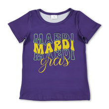 Load image into Gallery viewer, Short sleeves purple mardi gras kids girls summer top