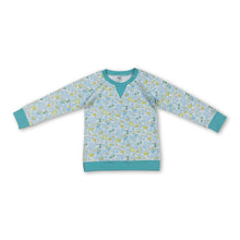 Load image into Gallery viewer, small cyan flowers print yoga girl long sleeve  top