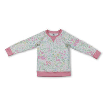 Load image into Gallery viewer, small flowers print yoga girl long sleeve pink top