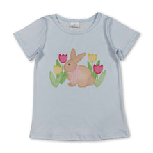 Load image into Gallery viewer, Short sleeves rabbit tulip kids girls Easter shirt