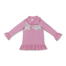 Load image into Gallery viewer, Pink long sleeves ruffle golf plaid baby girls pullover