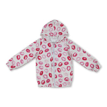 Load image into Gallery viewer, Long sleeves pink lip full zipper kids girls hooded jacket